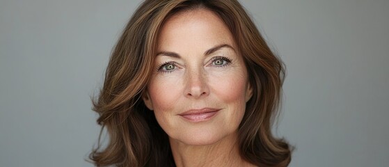 A woman with long brown hair and a smile on her face