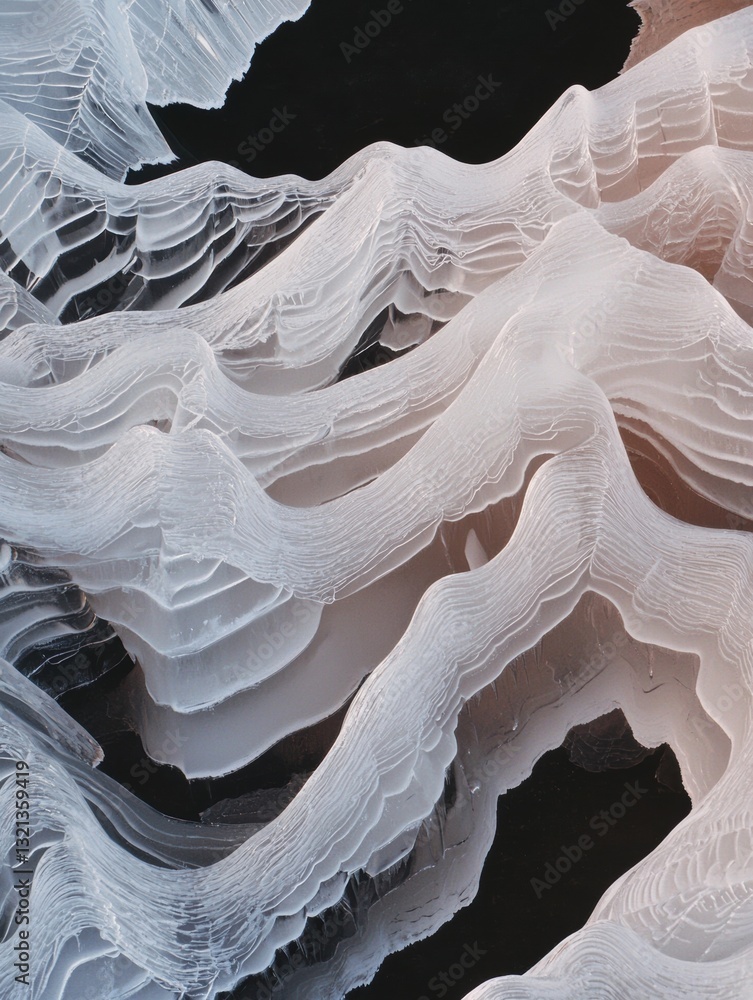 Poster abstract digital art piece that appears to be a close-up of a wave-like pattern. the wave is made up