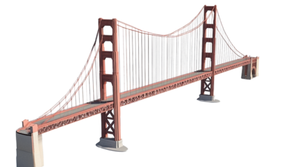 san francisco golden gate bridge isolated on white background