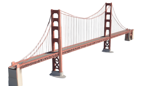 san francisco golden gate bridge isolated on white background