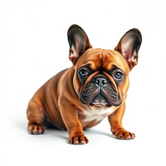 Obraz premium Brown French Bulldog on a minimalist white background, blank, french bulldog, simple