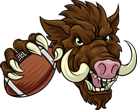 recommend clip art: Boar Wild Hog Razorback Warthog Football Mascot