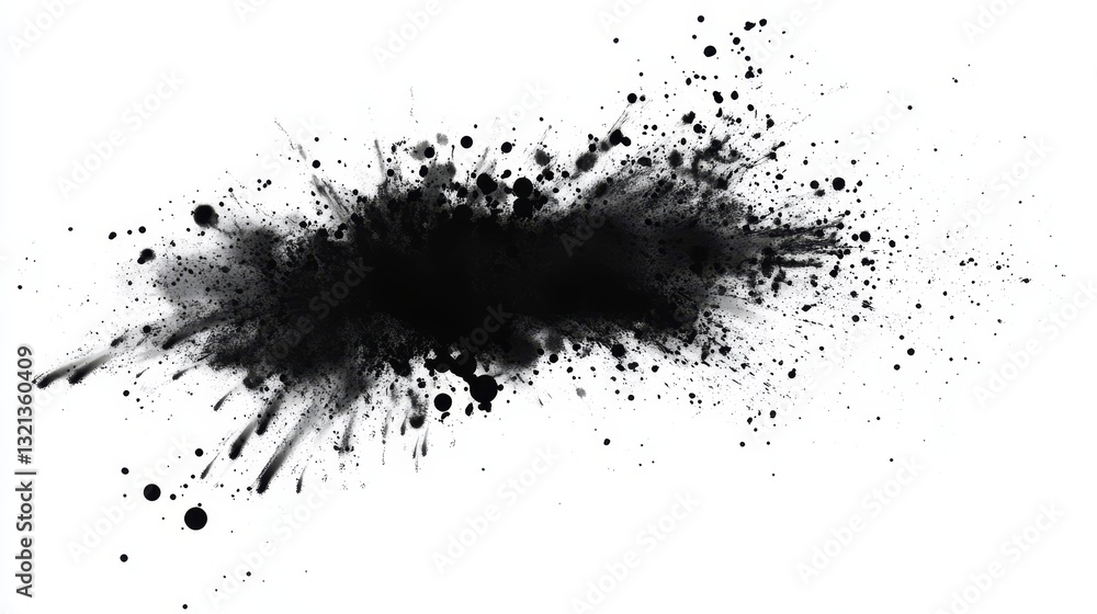 Poster dynamic black paint splash on a white background creating an abstract artistic effect. expressive ur