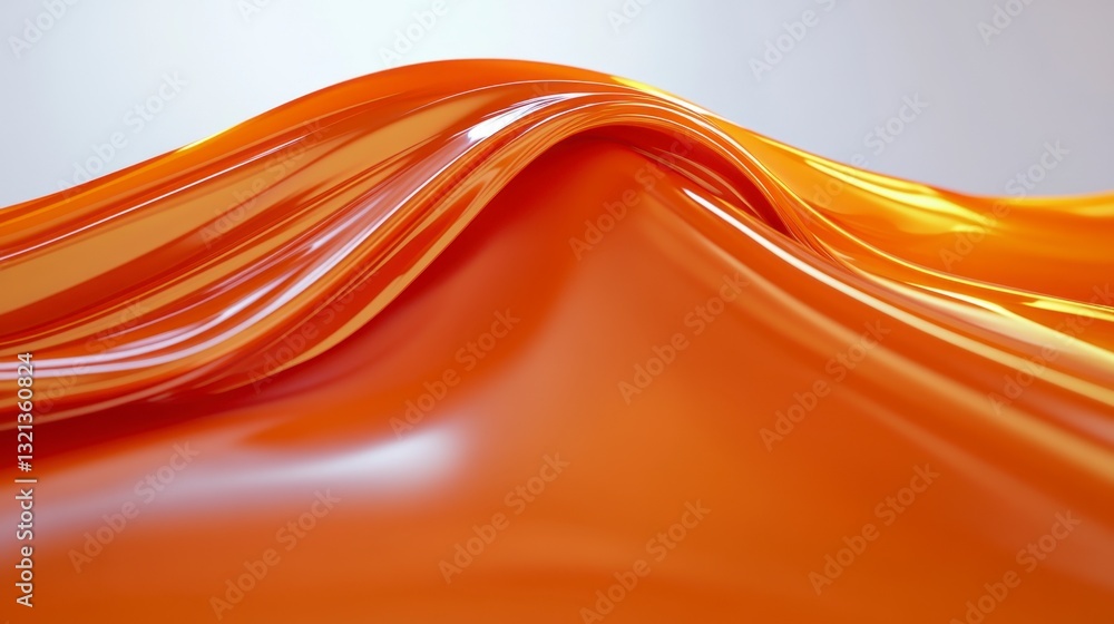 Poster abstract image of a flowing orange fabric creating wave like forms. the texture is smooth and glossy