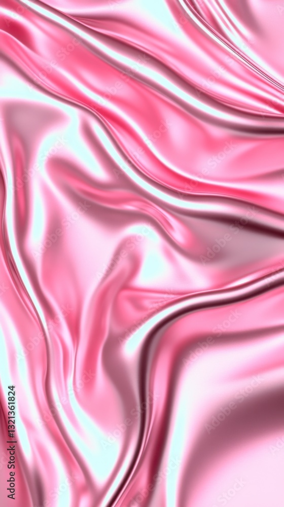 Poster abstract image of pink silk fabric with soft, flowing waves and folds. the luxurious texture is emph