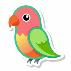 A cute yellow cartoon bird with green eyes, a funny beak, and blue accents, isolated vector art