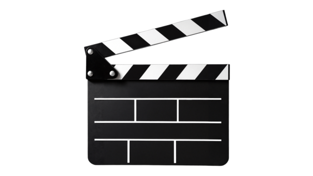 Classic Movie Clapperboard Isolated on Transparent Background for Film Production and Creative Projects