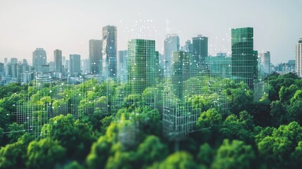 Sustainable urban development report cityscape corporate analysis green environment aerial view future concepts