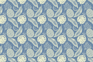 Summer tropical Seamless floral pattern with leaves and flowers for wallpaper and textile design
