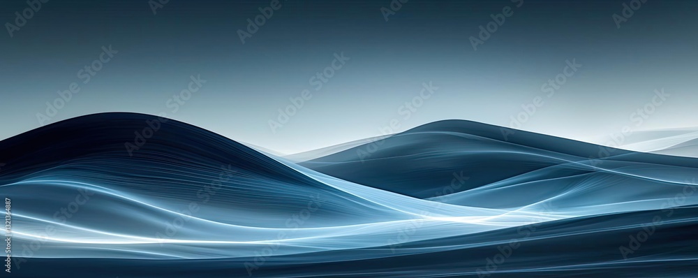 Poster dramatic nighttime abstract background idea. abstract waves in blue tones create a serene and calmin