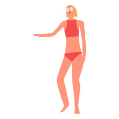 Elegant Figure in Swimsuit: A sun-kissed individual, clad in a vibrant swimwear, strikes a pose with graceful elegance, radiating confidence and summertime vibes.