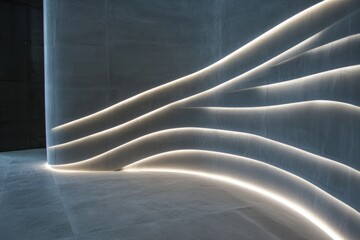 A room with a lit wall, ideal for parties or events