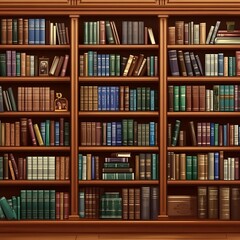 Classic Wooden Bookcase Filled with Antique Books