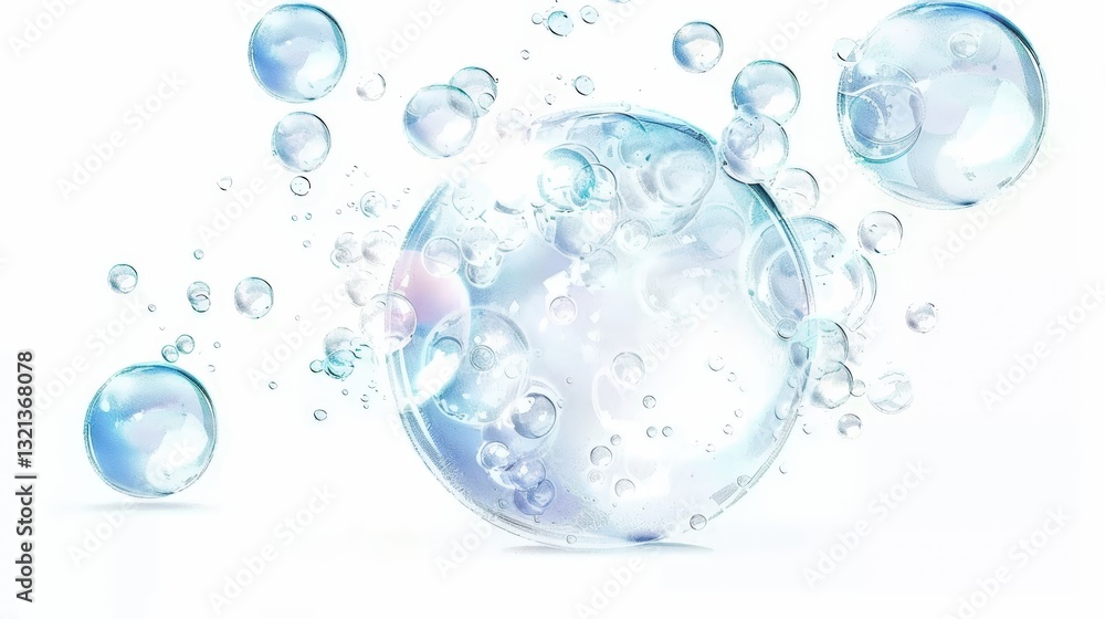 Poster translucent bubbles floating in a serene space