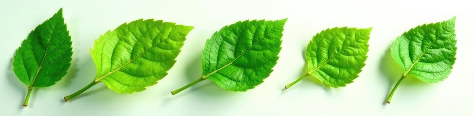 Obraz premium Leafy greens isolated on white background with intricate veins and textures, nature, simplicity
