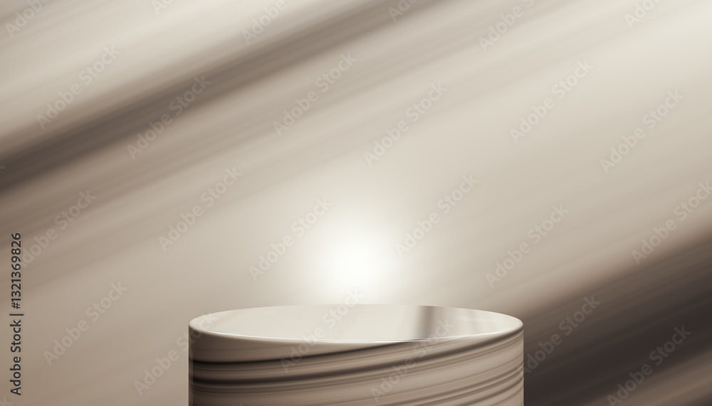 Poster empty product placement presentation backdrop with cylindrical pedestal, 3d rendering, background sh