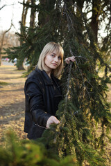 young woman in the forest