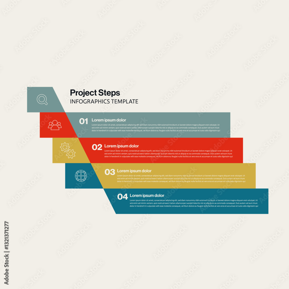 Aufkleber timeline project steps infographics template with long rectangular elements. minimal eps10 illustrat
