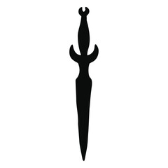 Shadow Dagger: An elegant silhouette of a dagger stands as a symbol of power, sharpness and ancient history. Perfect for design templates and presentations.