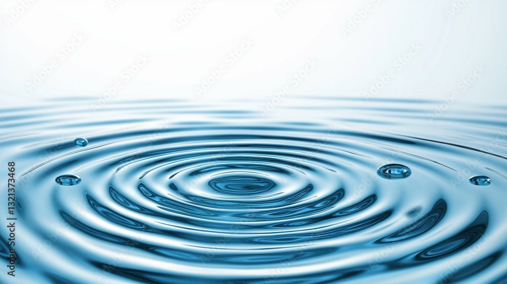 Poster calm water ripples creating circles white background nature image serene environment close-up view t