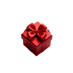 Obraz premium red gift box with ribbon isolated on transparent background. Generated Ai