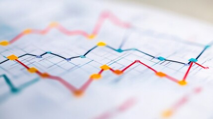 A detailed line graph illustrating the trend of website traffic over the last 12 months. The graph features multiple lines in contrasting colors, with data points clearly marked.
