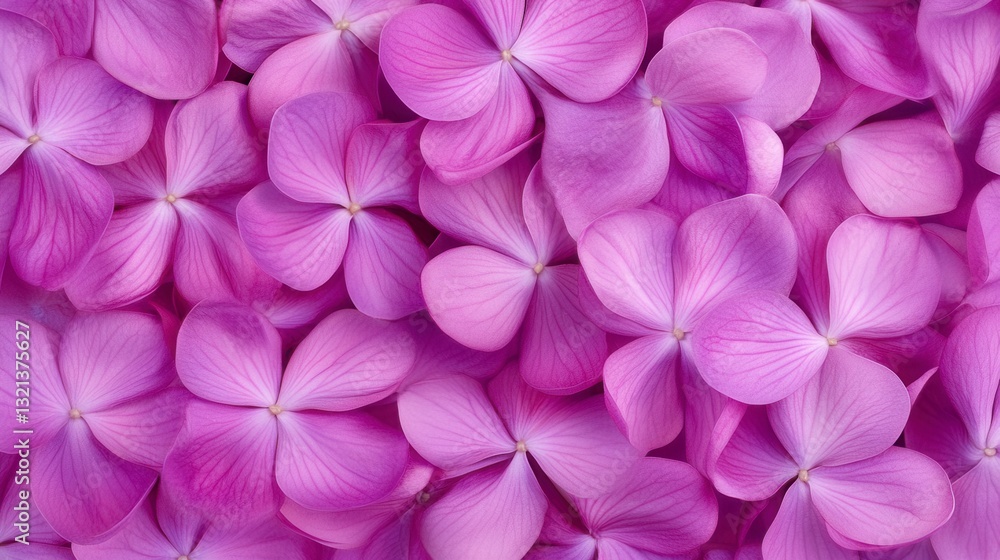 Poster close up view of numerous vibrant purple flower petals arranged densely. the petals exhibit a soft, 