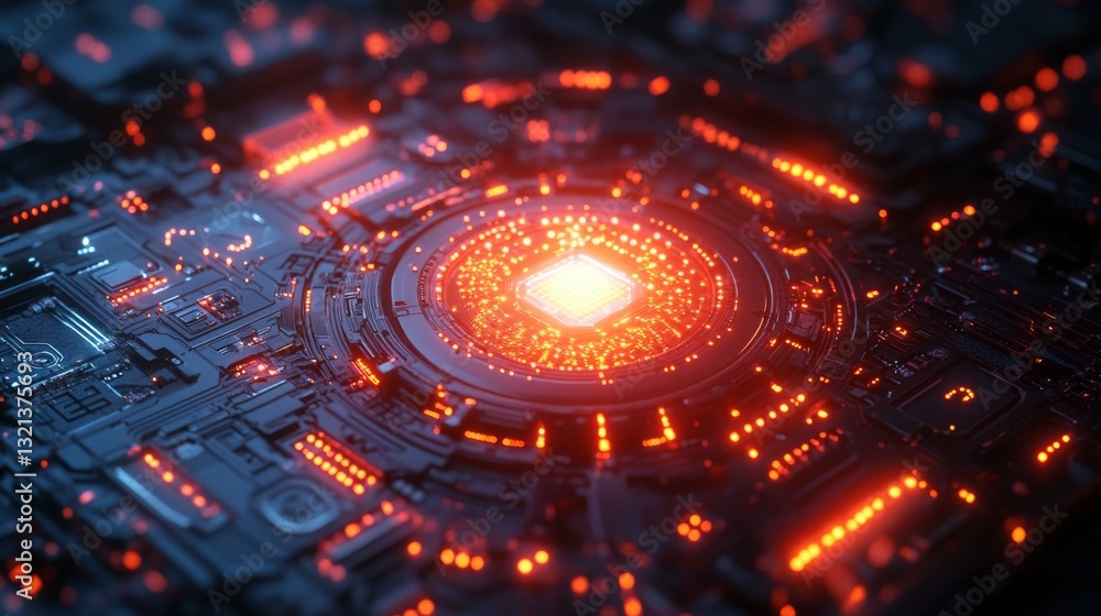Poster A vibrant presentation of quantum computing showcases glowing qubits in a mesmerizing array, highlighting principles of superposition and entanglement in a digital environment.