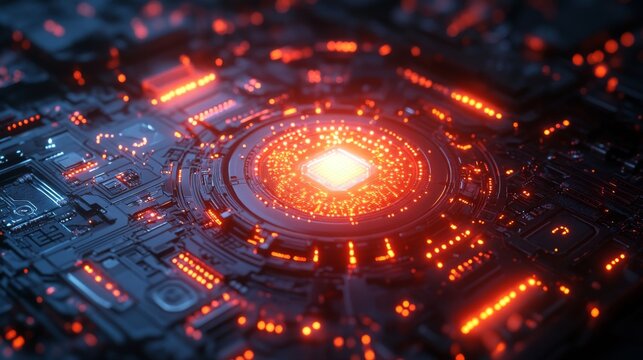 A vibrant presentation of quantum computing showcases glowing qubits in a mesmerizing array, highlighting principles of superposition and entanglement in a digital environment.