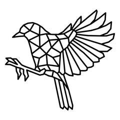 Geometric Bird in Flight: A clean and stylish illustration of a geometric bird with outstretched wings, embodying simplicity and artistic flair, it is perfect for design projects.