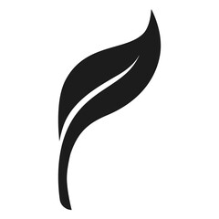 Leaf Silhouette: A minimalist black leaf illustration symbolizes growth and the beauty of the environment.