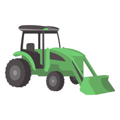 Obraz premium Green Tractor: A detailed illustration of a vibrant green tractor, symbolizing power, efficiency, and the essence of agriculture and industry.