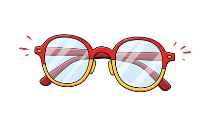 Fototapeta premium Red and yellow round glasses illustration on a white background