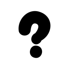 Bold question mark symbol in hand drawn style. Vector illustration isolated on white background. For typography, font, logo, alphabet, sales, signboard, education, branding, presentation.
