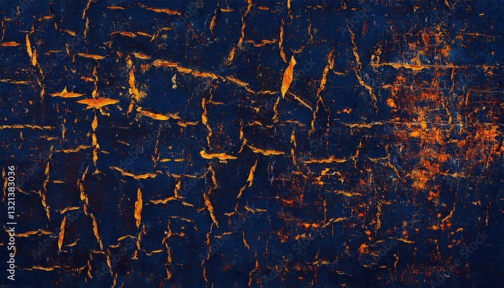 Poster vivid abstract textured background with deep blue and fiery orange crackled pattern, perfect for art