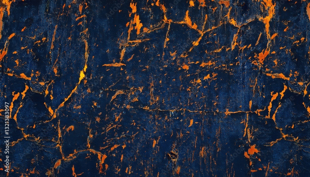 Poster vivid abstract textured background with deep blue and fiery orange crackled pattern, perfect for art