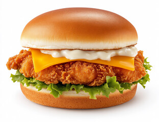 a large chicken sandwich with cheese and mayonnaise on the top,