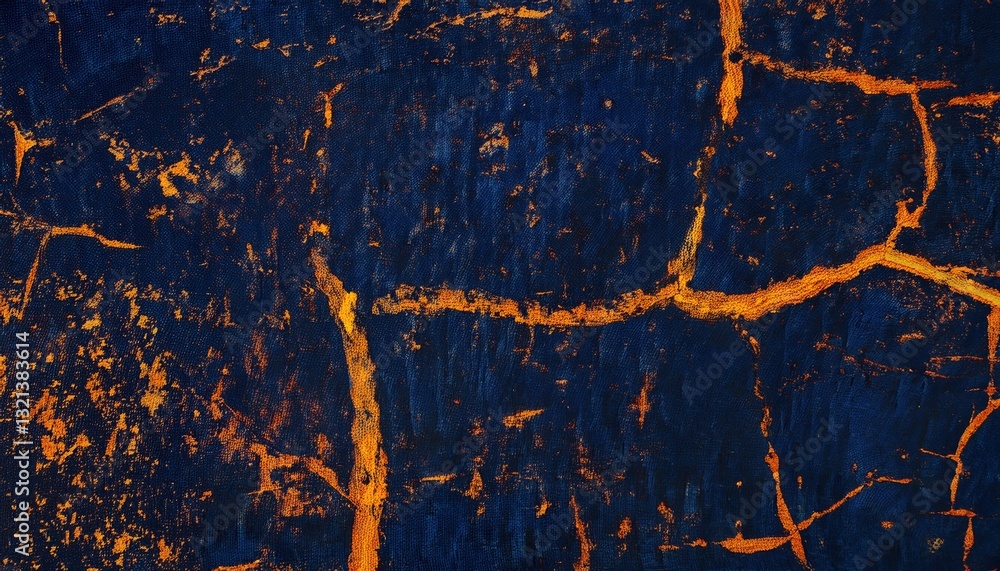 Poster vivid abstract textured background with deep blue and fiery orange crackled pattern, perfect for art