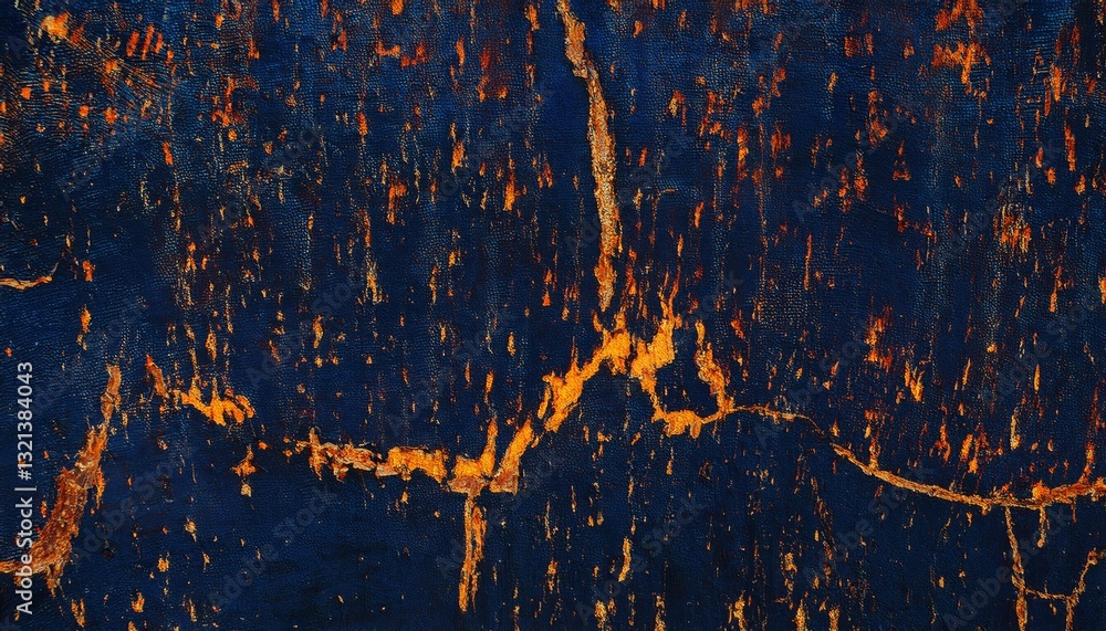 Poster vivid abstract textured background with deep blue and fiery orange crackled pattern, perfect for art
