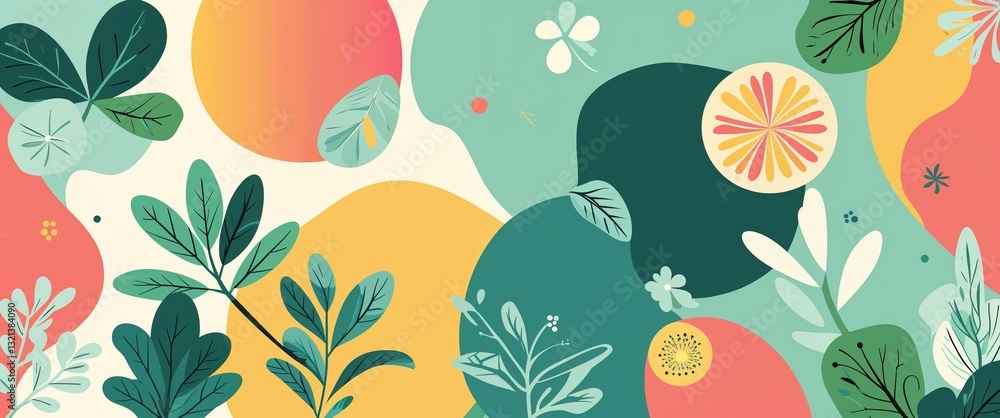 Poster mint pattern on colorful plain background digital abstract art work illustration design