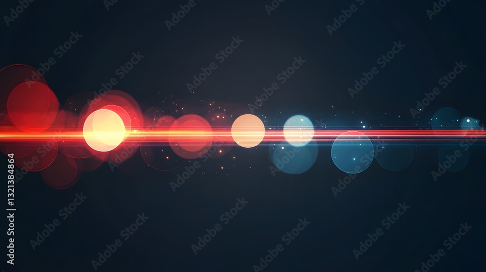 Poster abstract composition featuring circular light elements and color gradients