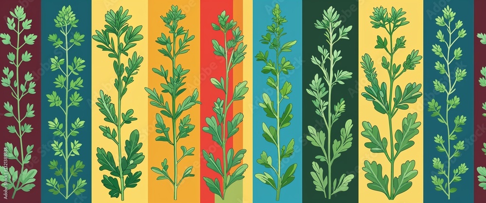 Poster oregano pattern on colorful plain background digital abstract art work illustration design