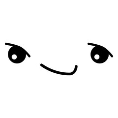 Obraz premium Cartoon face with skeptical expression: This is a minimalistic cartoon face displaying a skeptical expression, with narrowed eyes and a subtle smile to convey a sense of amusement or doubt.