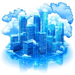 Futuristic Cityscape Floating on Clouds Digital Art