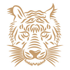Fototapeta premium Tiger's Fierce Gaze: A stylized and striking depiction of a tiger's head, showcasing detailed lines and a commanding presence, perfect for artistic projects.