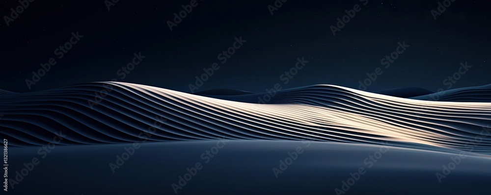 Poster dramatic nighttime abstract background idea. abstract sandy hills illuminated by soft light, creatin