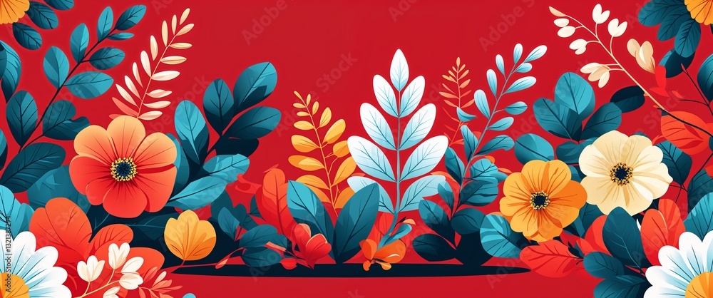 Poster sorrel pattern on red plain background digital abstract art work illustration design