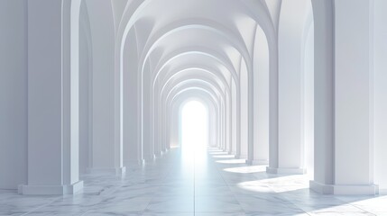 Obraz premium Elegant white corridor with arches and soft light