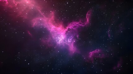 Stunning pink nebula in deep space with stars