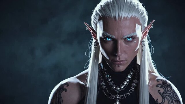 portrait of a young dark elf with a sword